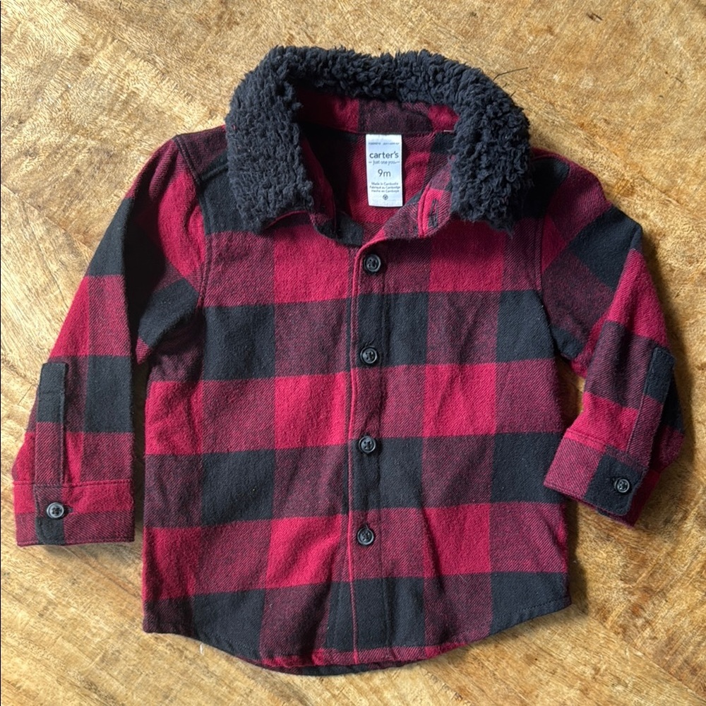 Buffalo Plaid Sherpa Collar Flannel || Carter's